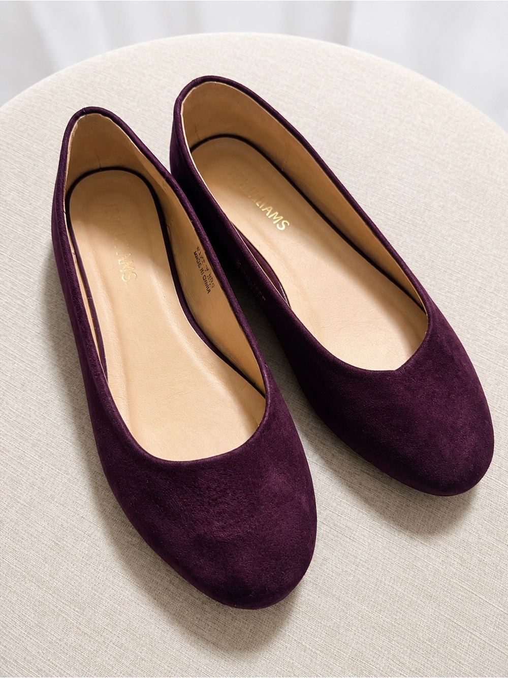 Plum Suede Classic Round-Toe Ballet Flats